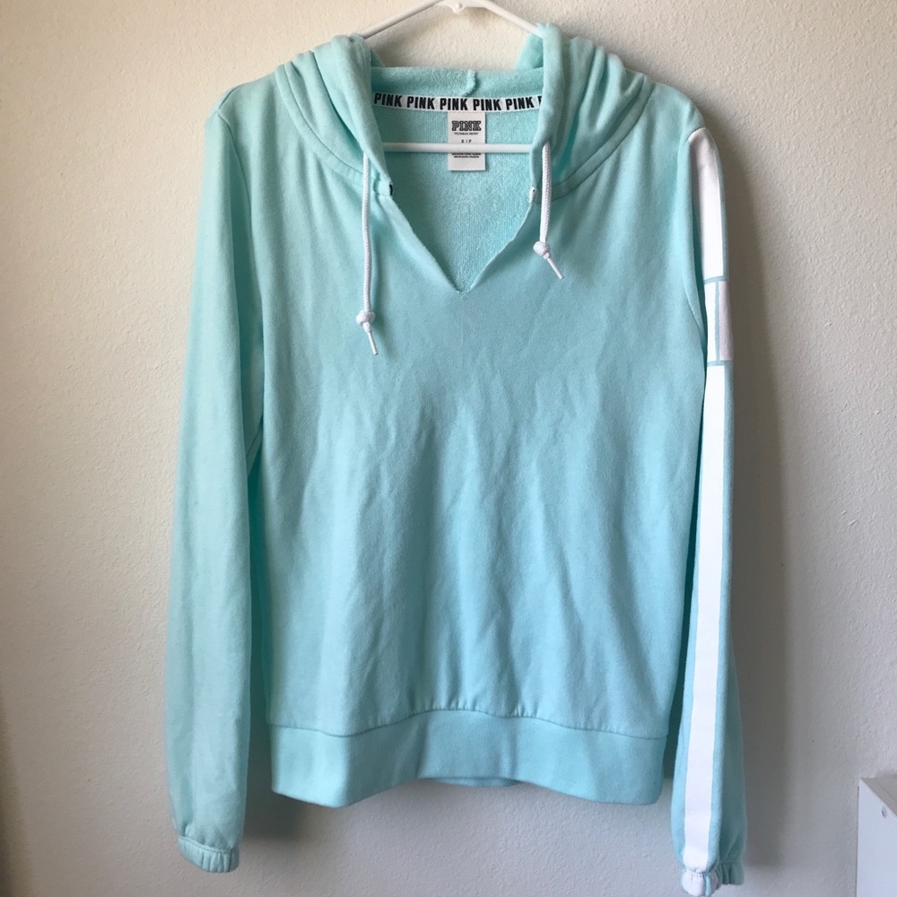 VS PINK Mint Green/Light Blue Hooded Sweatshirt